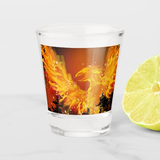 Phoenix in Flight Shot Glass Glas (Voorkant)
