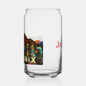 Phoenix in graffiti met monogram blikvorm glas (Links)