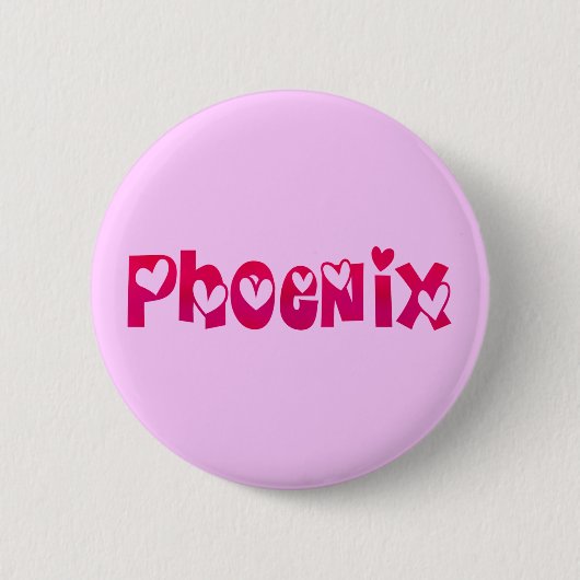 Phoenix in hart ronde button 5,7 cm (Voorkant)