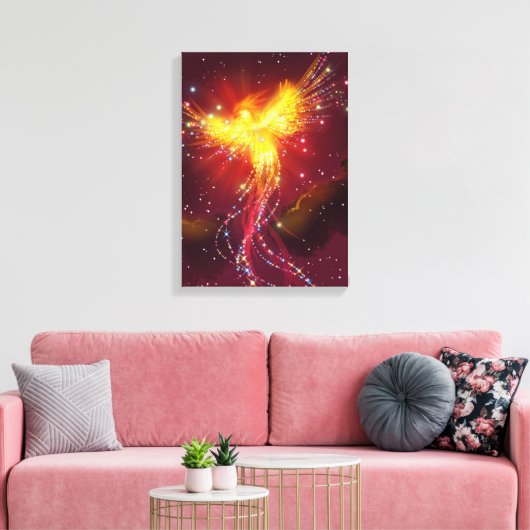 Phoenix in vlucht canvas afdruk (Insitu (Woonkamer))