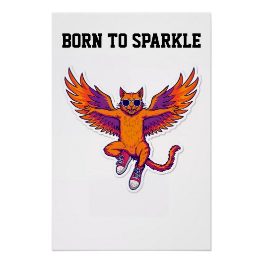Phoenix Kat Poster – Magische Vuur Kitty Muurkunst (Voorkant)