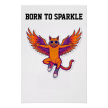 Phoenix Kat Poster – Magische Vuurkat Muurkunst