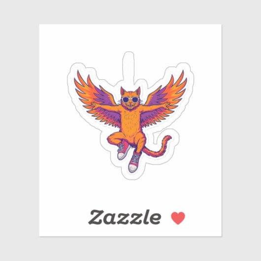 Phoenix Kat Sticker – Mooie Magische Vuurkat (Vel)