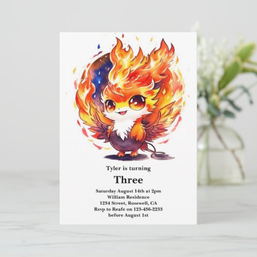 Phoenix Kids Verjaardag uitnodiging (Staand voorkant)