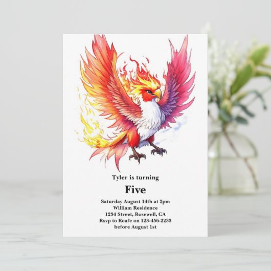 Phoenix Kids Verjaardag uitnodiging (Staand voorkant)