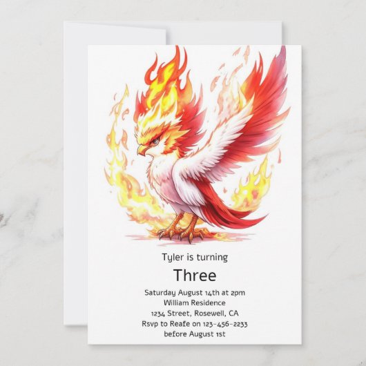 Phoenix Kids Verjaardag uitnodiging (Voorkant)