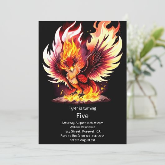 Phoenix Kids Verjaardag uitnodiging (Staand voorkant)