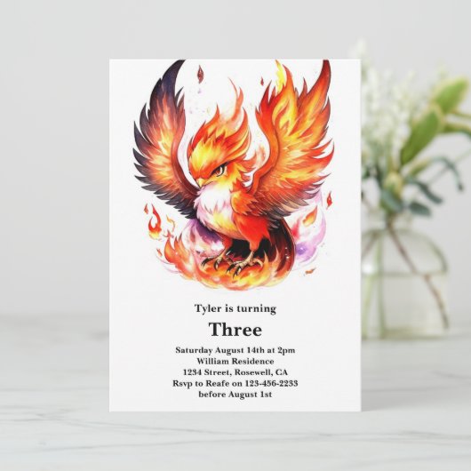 Phoenix Kids Verjaardag uitnodiging (Staand voorkant)