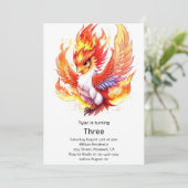 Phoenix Kinderverjaardagsuitnodiging Kaart (Staand voorkant)