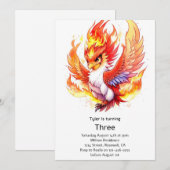 Phoenix Kinderverjaardagsuitnodiging Kaart (Voorkant / Achterkant)