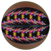 Phoenix - kleurrijke fractal kunst op zwart basketbal (Voorkant)