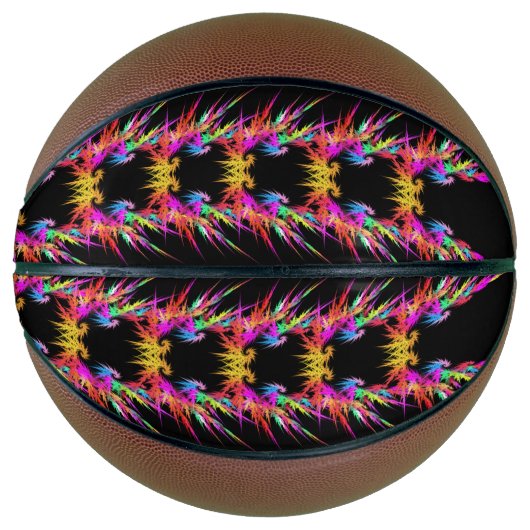 Phoenix - kleurrijke fractal kunst op zwart basketbal (Voorkant)