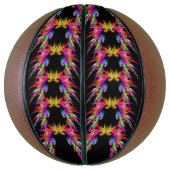 Phoenix - kleurrijke fractal kunst op zwart basketbal (Verticaal)