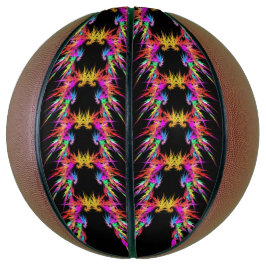 Phoenix - kleurrijke fractal kunst op zwart basketbal