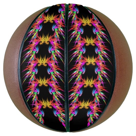 Phoenix - kleurrijke fractal kunst op zwart basketbal (Verticaal)