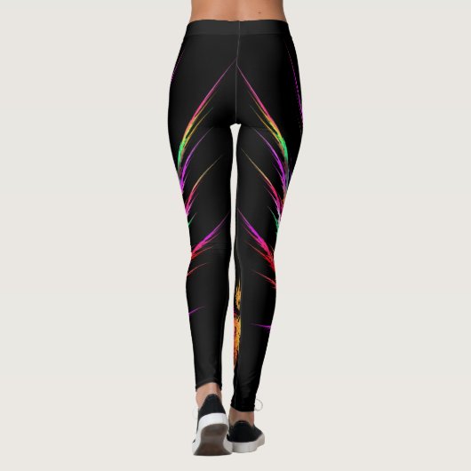 Phoenix - kleurrijke fractal kunst op zwart leggings (Achterkant)