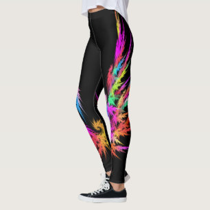 Phoenix - kleurrijke fractal kunst op zwart leggings