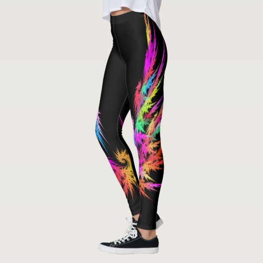 Phoenix - kleurrijke fractal kunst op zwart leggings (Links)