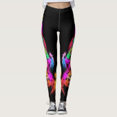 Phoenix - kleurrijke fractal kunst op zwart leggings (Voorkant)