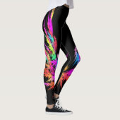 Phoenix - kleurrijke fractal kunst op zwart leggings (Rechts)