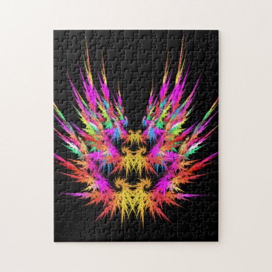 Phoenix - kleurrijke fractal kunst op zwart legpuzzel (Verticaal)