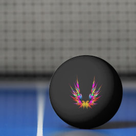 Phoenix - kleurrijke fractal kunst op zwart pingpongbal