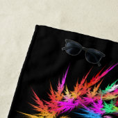 Phoenix - kleurrijke fractal kunst op zwart strandlaken (In situ)