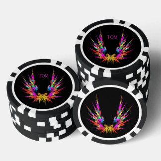Phoenix - kleurrijke fractale kunst op zwart, op m poker chips