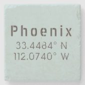 Phoenix Latitude Longitude Stenen Onderzetter (Voorkant)