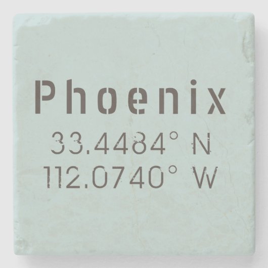 Phoenix Latitude Longitude Stenen Onderzetter (Voorkant)