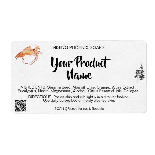 *~* Phoenix Lichaamscrème Gezichtsbadzeep QR Etiket (Voorkant)