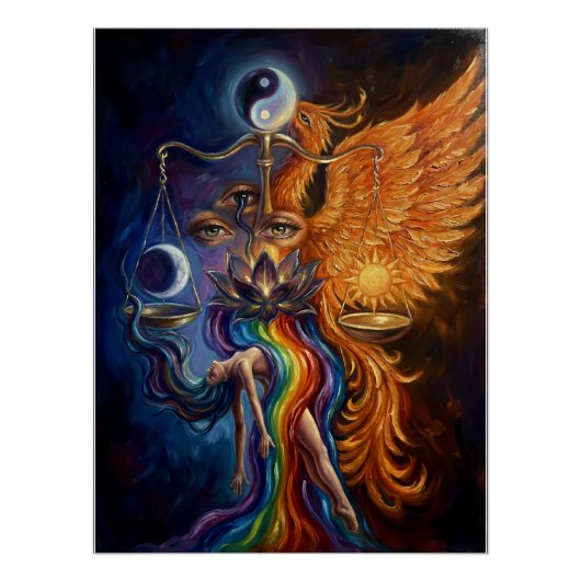 Phoenix & Lotus Spiritual Art   Perfect Poster (Voorkant)