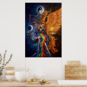 Phoenix & Lotus Spiritual Art Poster (Keuken)