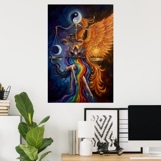 Phoenix & Lotus Spiritual Art Poster (Thuiskantoor)