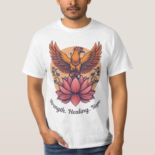 Phoenix Lotus Symbool - Kracht, Healing, Hoop T-shirt (Voorkant)