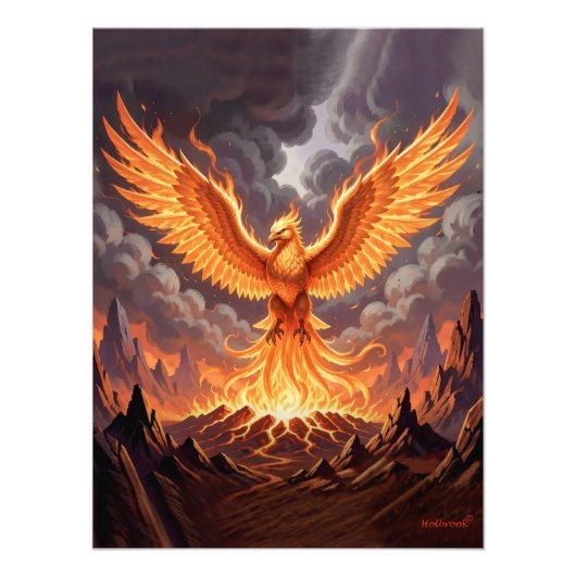 Phoenix Majestique Triptiek Wandkunst Foto Afdruk (Voorkant)