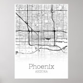 Phoenix Map - Arizona AZ - City Map Poster (Voorkant)
