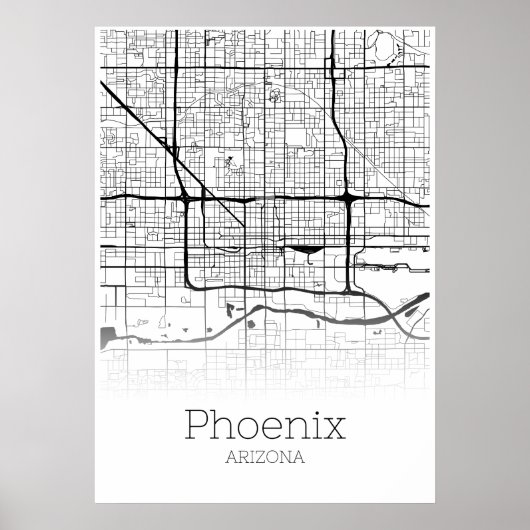 Phoenix Map - Arizona AZ - City Map Poster (Voorkant)