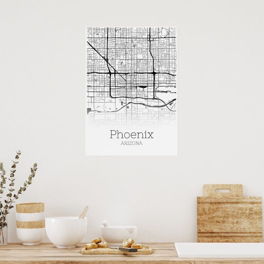 Phoenix Map - Arizona AZ - City Map Poster (Keuken)