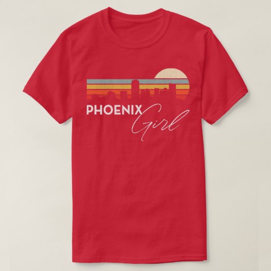 Phoenix Meisje Retro Sunset City Skyline Souvenir T-shirt (Design voorkant)