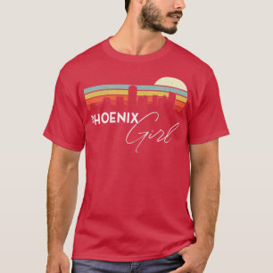 Phoenix Meisje Retro Sunset City Skyline Souvenir T-shirt