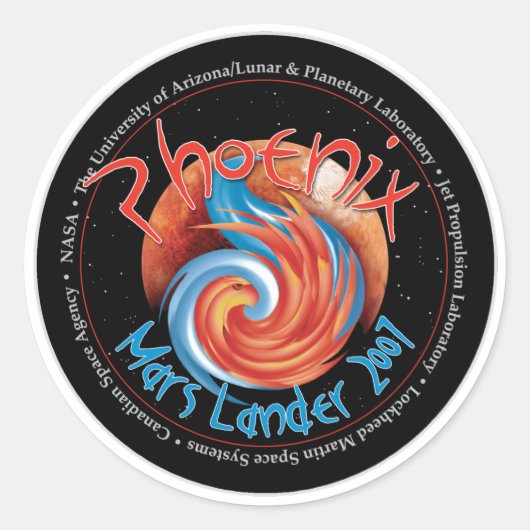 Phoenix Mission Patch Ronde Sticker (Voorkant)