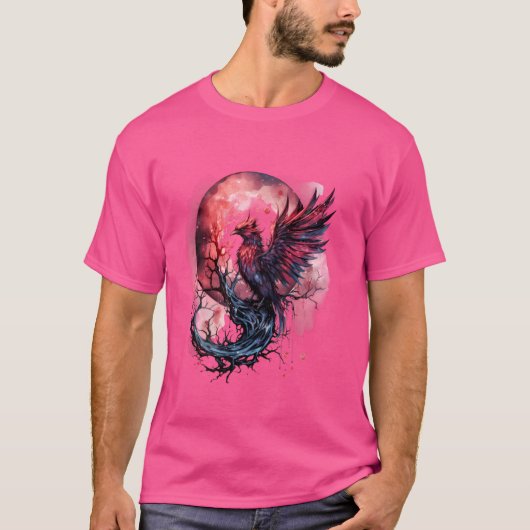 Phoenix Moon Fire Phoenix Bird Sakura Tree Mythica T-shirt (Voorkant)