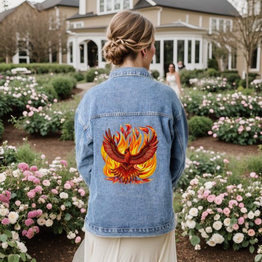 Phoenix mythologische onsterfelijke schepsel denim jacket (Huwelijk Achterkant)