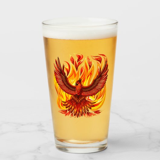 Phoenix mythologische onsterfelijke schepsel glas (Voorkant gevuld)