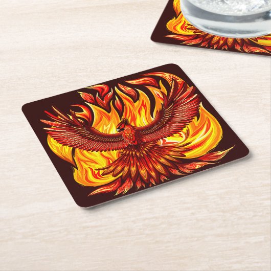 Phoenix mythologische onsterfelijke schepsel kartonnen onderzetters (Schuin)
