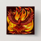 Phoenix mythologische onsterfelijke schepsel vierkante button 5,1 cm (Voorkant)