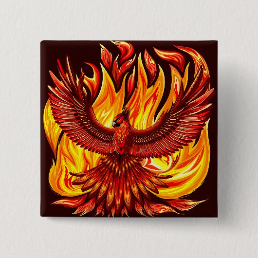 Phoenix mythologische onsterfelijke schepsel vierkante button 5,1 cm (Voorkant)