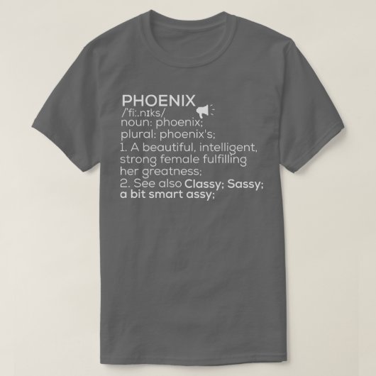 Phoenix Naam Phoenix Definitie Phoenix Vrouw naam T-shirt (Design voorkant)