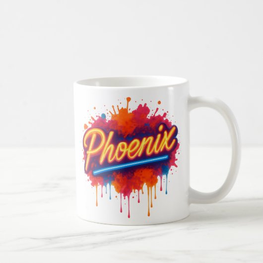 Phoenix Neon Graffiti – Retro Street Art Glow Mok (Rechts)